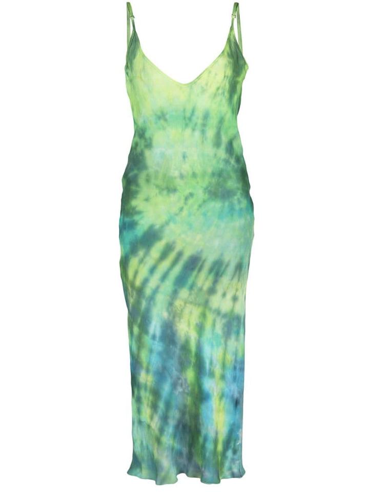 Collina Strada Tie Dye Slip Dress - Green