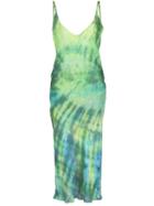 Collina Strada Tie Dye Slip Dress - Green