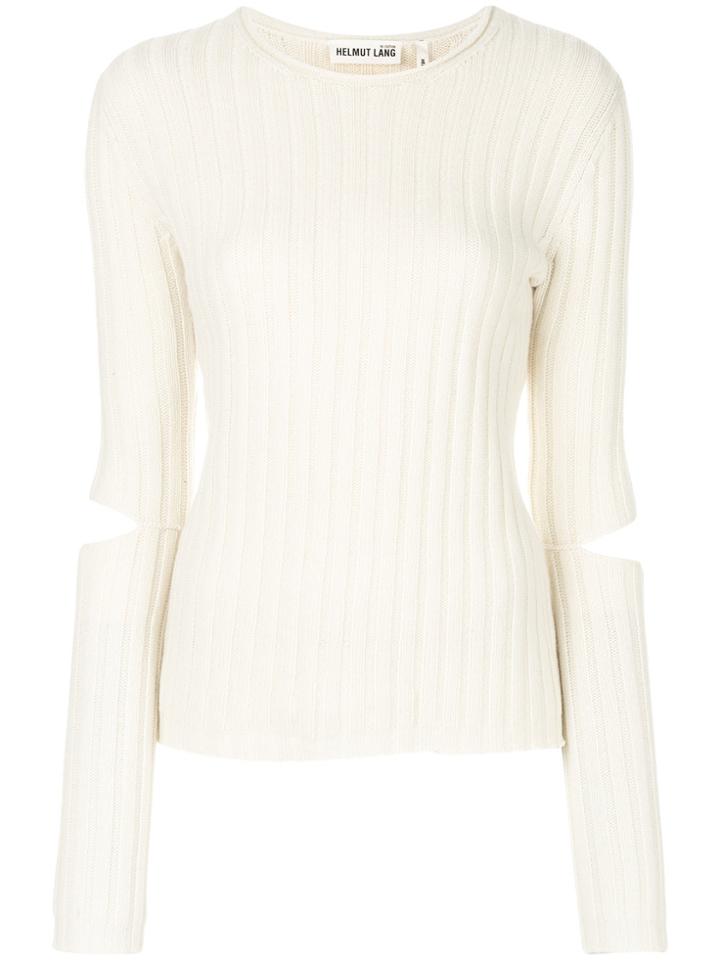 Helmut Lang Arm Slits Ribbed Jumper - White