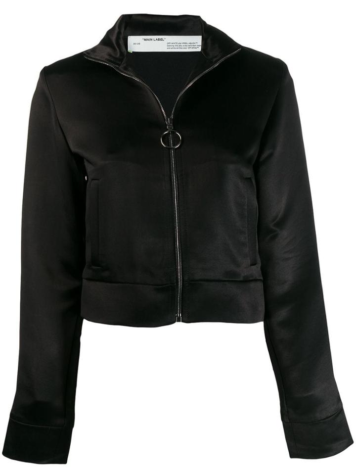 Off-white Contrast Stripe Zip-front Jacket - Black