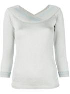 Charlott Metallic V-neck Pullover - Grey