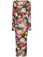 Dolce & Gabbana Floral Print Bodycon Dress - Hnt62 Fiori Fdo Nero