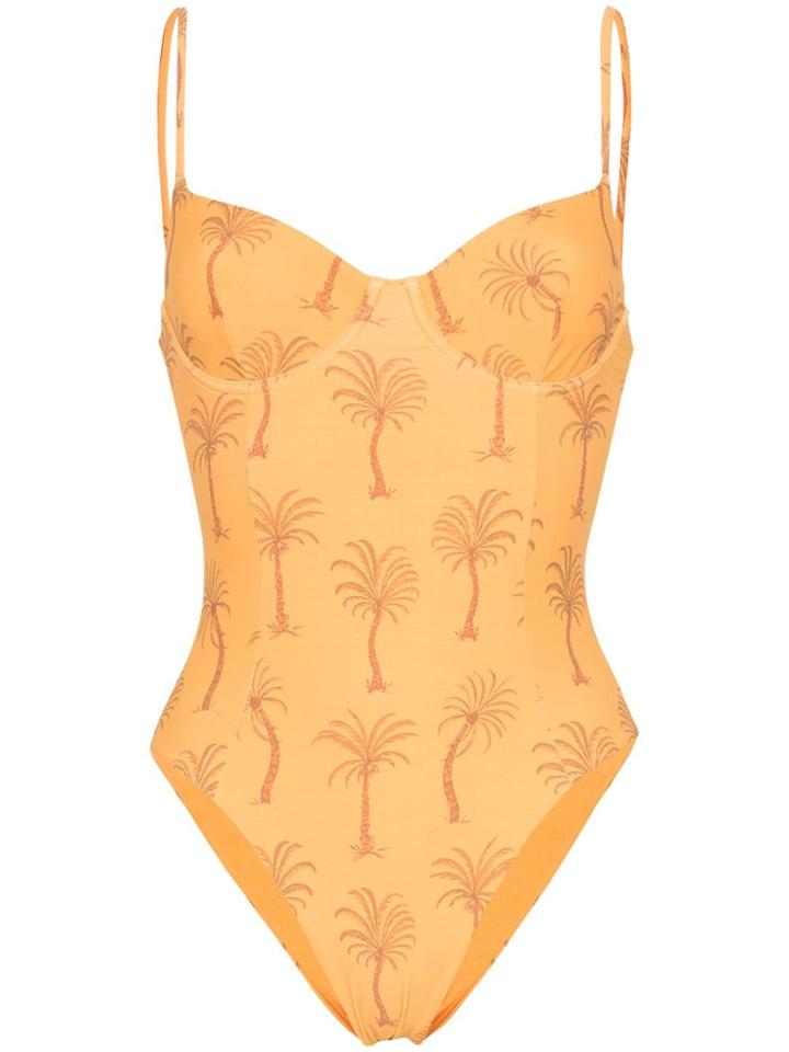Onia Isabella Palm Tree Print Swimsuit - Orange