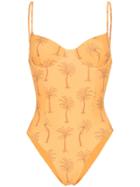 Onia Isabella Palm Tree Print Swimsuit - Orange