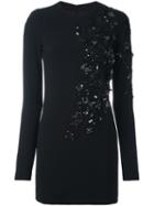 Dsquared2 Floral Sequin Fitted Dress, Women's, Size: 42, Black, Plastic/polyester/glass