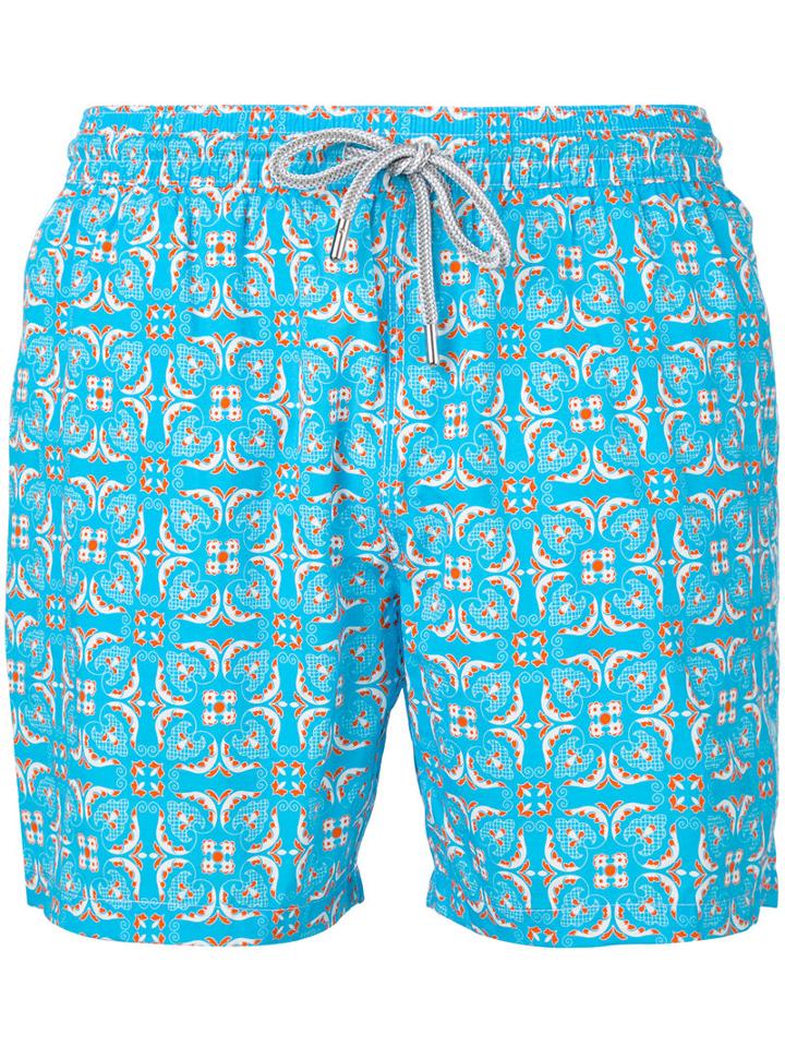 Capricode - Tile Print Swim Shorts - Men - Polyamide - L, Blue, Polyamide