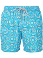 Capricode - Tile Print Swim Shorts - Men - Polyamide - L, Blue, Polyamide