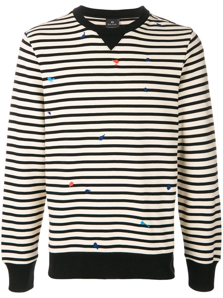 Ps By Paul Smith Embroidered Striped Sweatshirt - Black