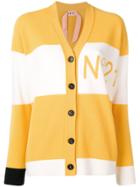 No21 Two-tone Wool Logo Cardigan - Yellow