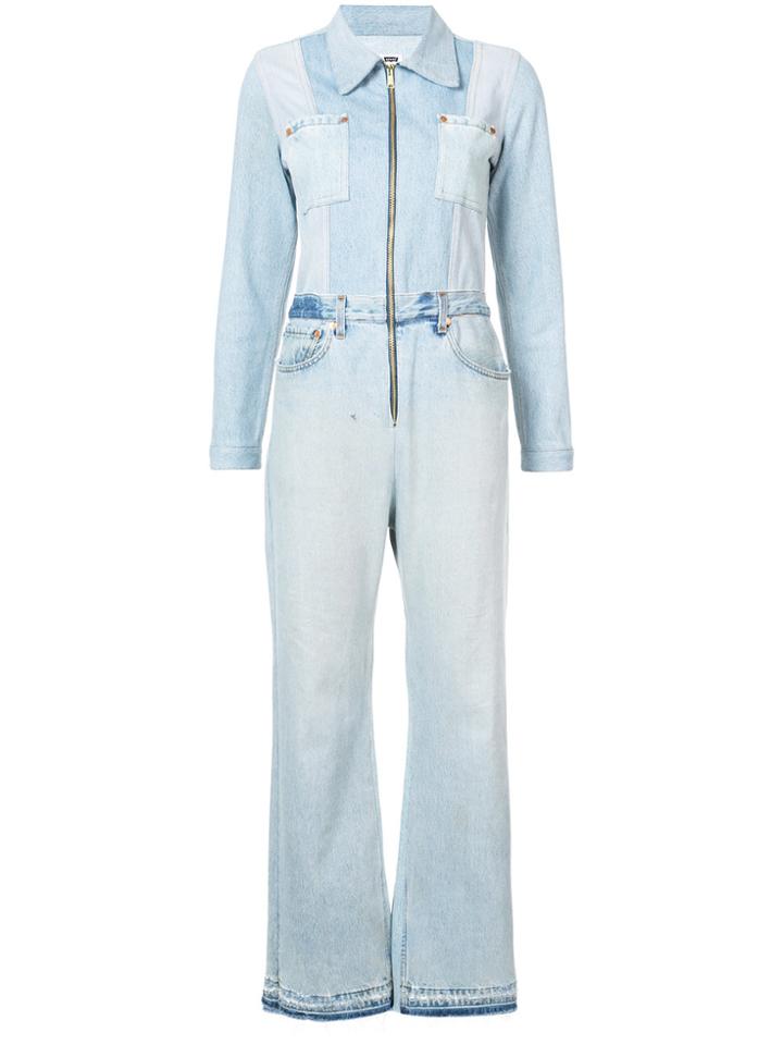 Re/done Flared Denim Jumpsuit - Blue