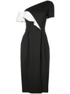 Carolina Herrera One-shoulder Ruffled Midi Dress - Black