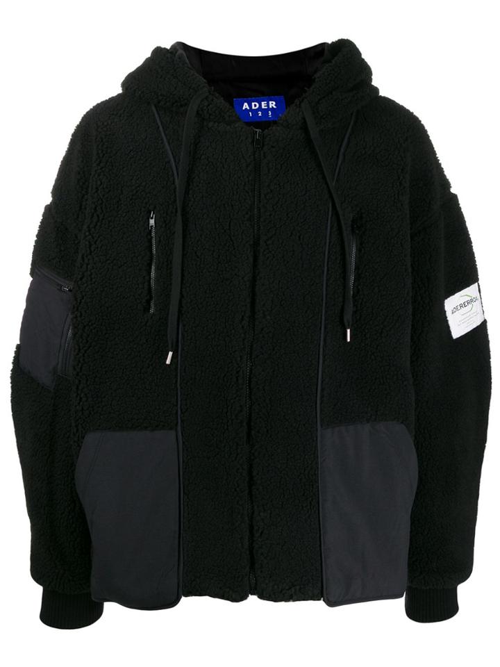 Ader Error Shearling Zip-up Hoodie - Black