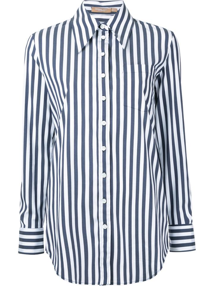 Michael Kors Striped Boyfriend Fit Shirt - Blue