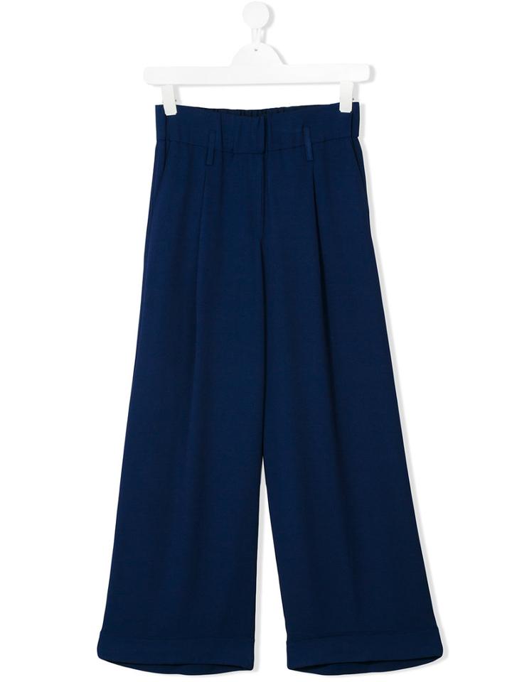 Simonetta - Wide Leg Trousers - Kids - Acetate/viscose - 16 Yrs, Girl's, Blue