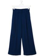 Simonetta - Wide Leg Trousers - Kids - Acetate/viscose - 16 Yrs, Girl's, Blue
