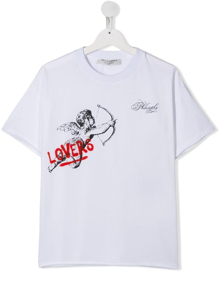 Philosophy Di Lorenzo Serafini Kids Teen Lovers-print T-shirt - White