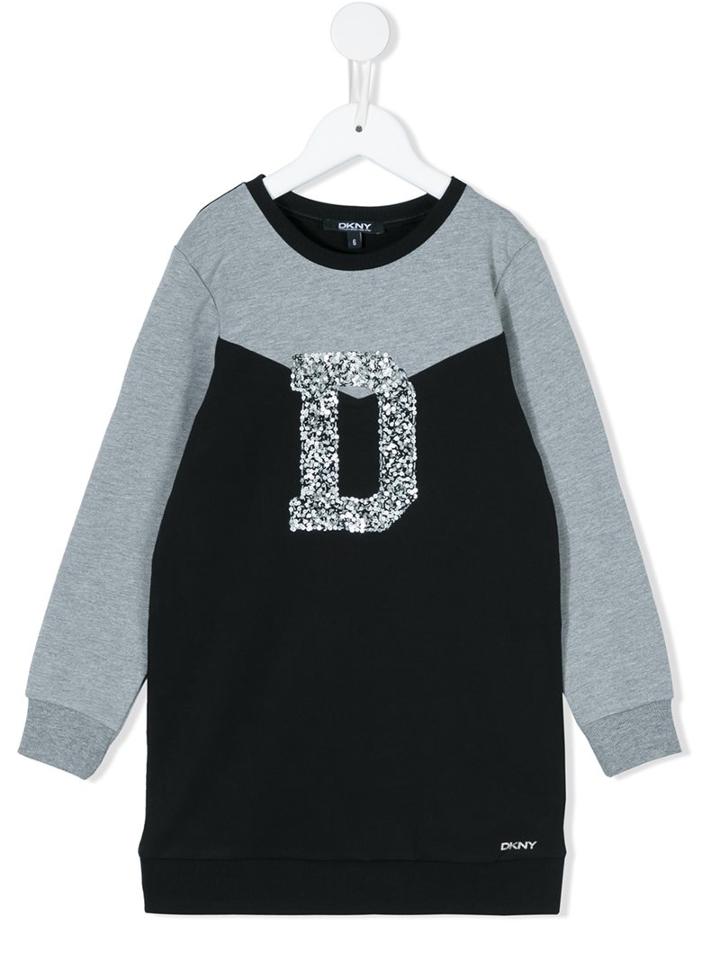 Dkny Kids Sequined D Sweatshirt Dress, Girl's, Size: 10 Yrs, Black