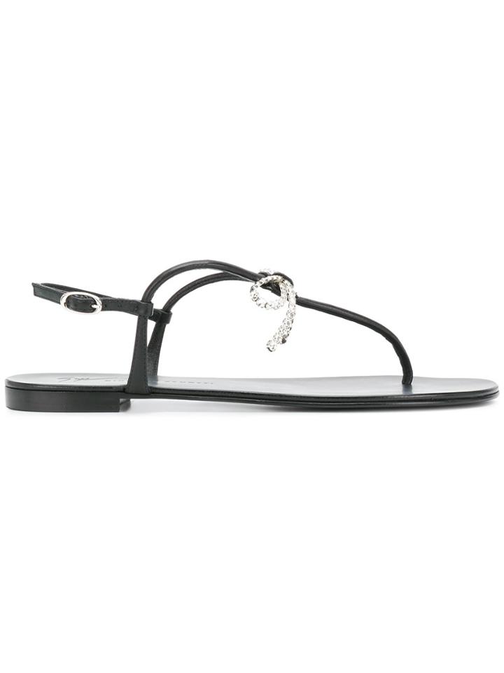 Giuseppe Zanotti Design Crystal Bow Sandals - Black