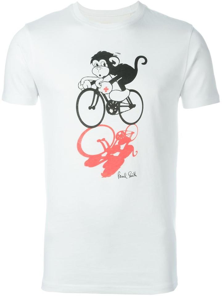 Paul Smith Jeans Monkey Print T-shirt, Men's, Size: S, White, Organic Cotton