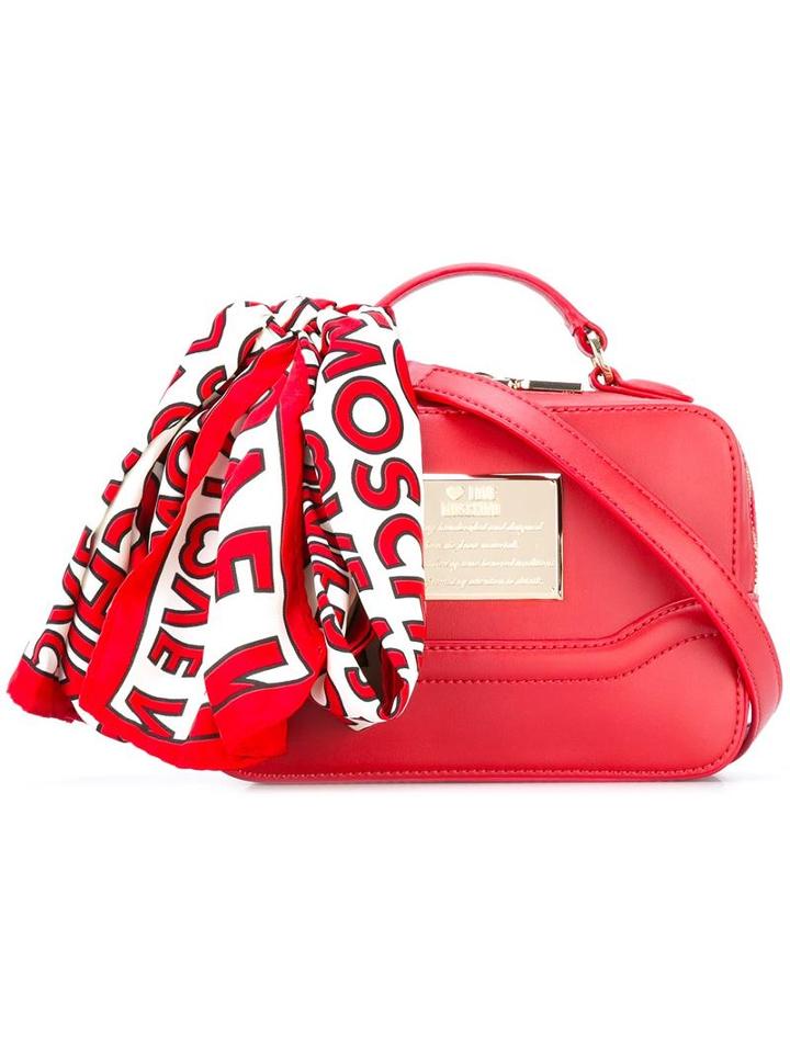 Love Moschino Scarf Detail Tote, Red, Polyurethane
