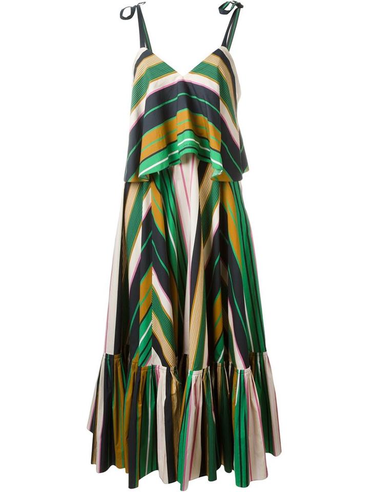 Salvatore Ferragamo Striped Layered Dress