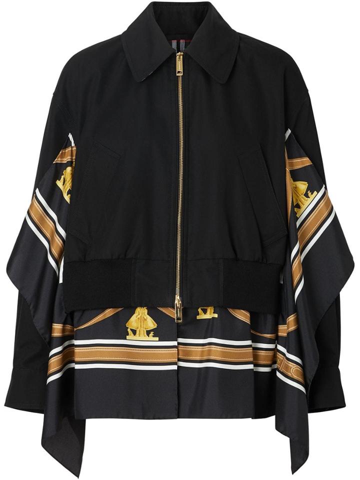 Burberry Scarf Detail Cotton Gabardine Harrington Jacket - Black