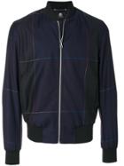 Ps By Paul Smith Window-pane Check Bomber Jacket - Blue