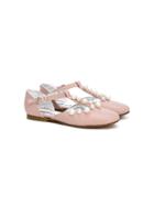 Simonetta Pearl Detail Ballerinas - Pink & Purple