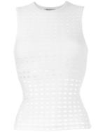 T By Alexander Wang Perforated Tank, Women's, Size: Xs, White, Polyester/spandex/elastane/rayon