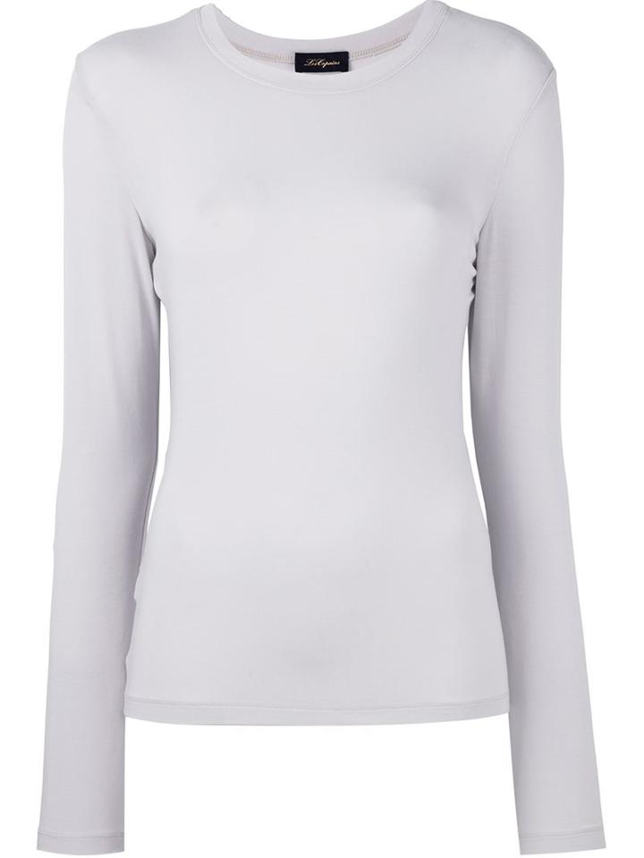 Les Copains Long Sleeved T-shirt, Women's, Size: 40, Grey, Elastodiene/modal