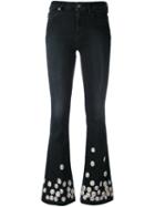 Love Moschino - Daisy Embroidered Flared Jeans - Women - Cotton - 26, Black, Cotton