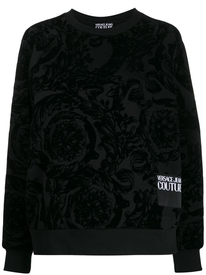 Versace Jeans Couture Baroque Flocked Sweatshirt - Black