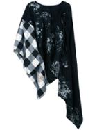 Antonio Marras - Asymmetric Gingham Panel Cape - Women - Cotton/linen/flax/acetate/viscose - 44, Black, Cotton/linen/flax/acetate/viscose