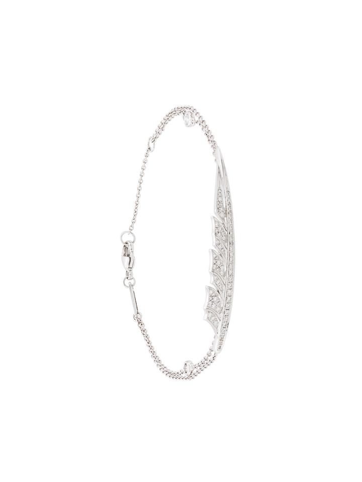 Stephen Webster 18kt White Gold Diamond Feather Bracelet - Metallic