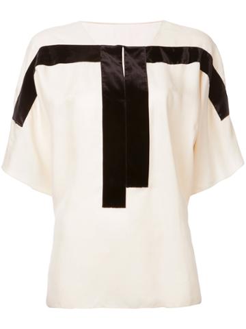 Ms Min Contrast Panel Blouse - Nude & Neutrals
