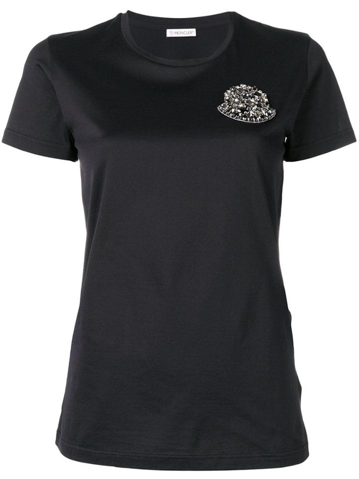 Moncler Embellished Logo Appliqué T-shirt - Black
