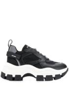 Prada Contrasting Panel Sneakers - Black