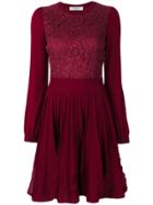 Valentino Lace Detail Dress - Red