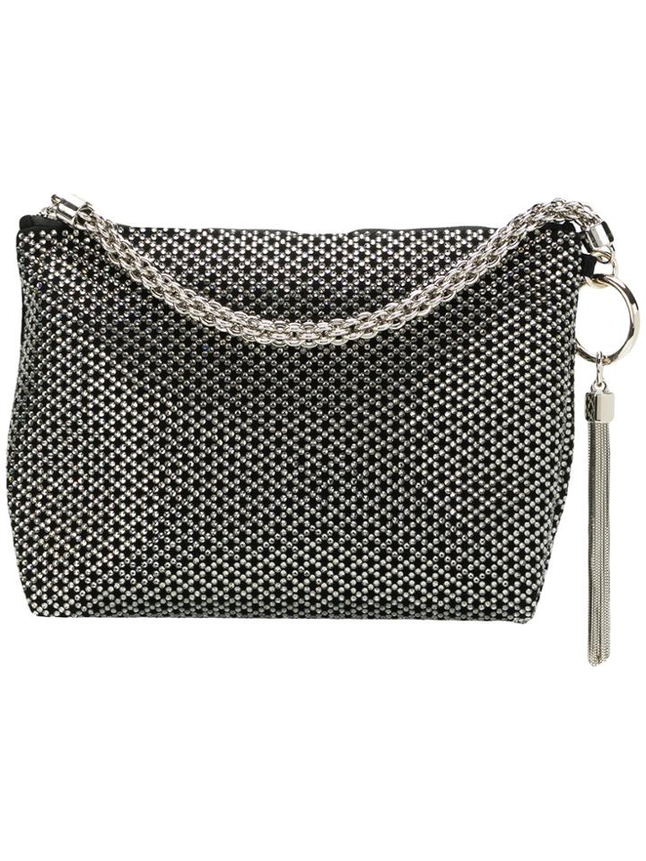 Jimmy Choo Callie Diamond Motif Crystal Hotfix Clutch - Black