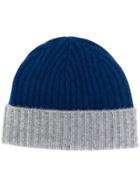 N.peal Chunky Rib Contrast Knit Hat - Blue
