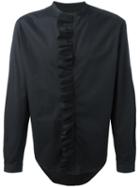 Christian Pellizzari Ruffle Detail Shirt, Men's, Size: 50, Black, Cotton