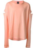Odeur Cut-out Longsleeved T-shirt, Adult Unisex, Size: M, Pink/purple, Cotton