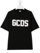 Gcds Kids Teen Contrast Fluffy Logo T-shirt - Black
