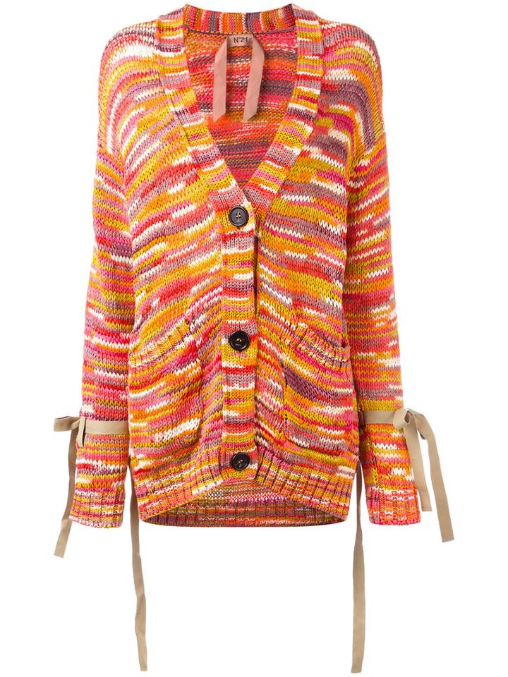 No21 Button Up Cardigan, Women's, Size: 38, Yellow/orange, Cotton/viscose
