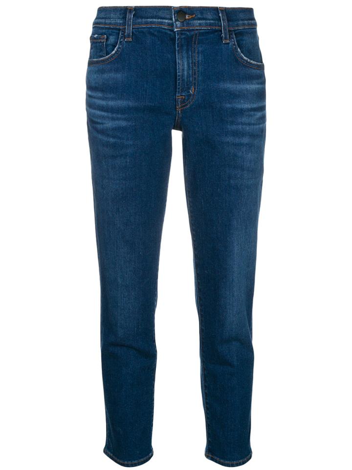 J Brand Stretch Slim Fit Cropped Jeans - Blue