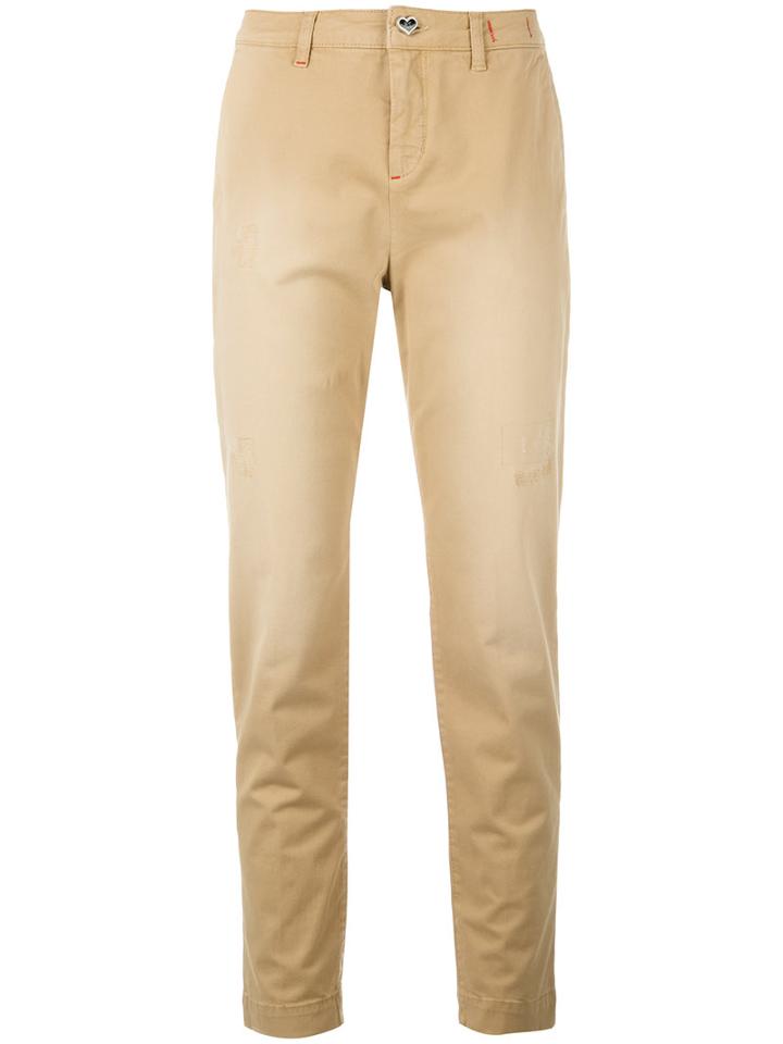 Twin-set Straight Leg Trousers, Women's, Size: 32, Brown, Cotton/spandex/elastane