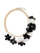 Lanvin Flower Embellished Necklace - Black