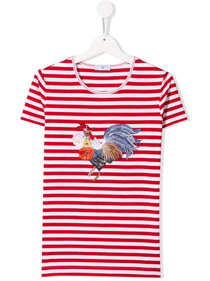 Monnalisa Teen Rooster Appliqué T-shirt - Red