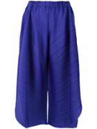Pleats Please By Issey Miyake Wide-legged Cropped Trousers, Women's, Size: 1, Blue, Polyester