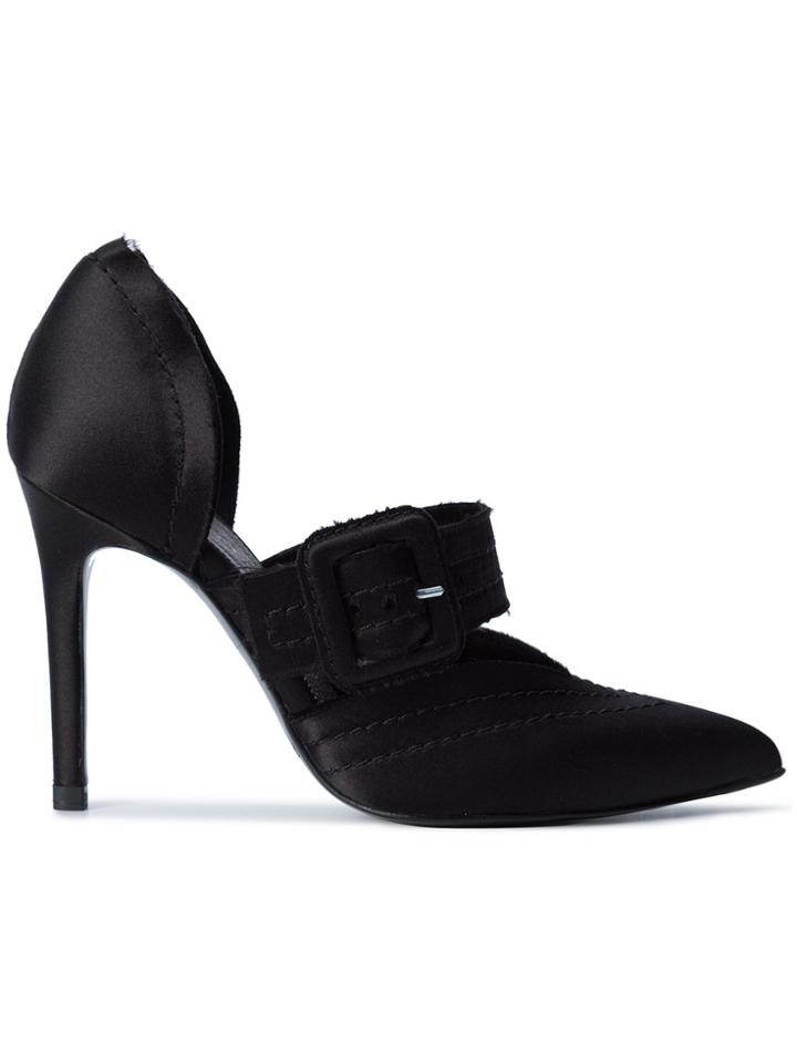 Pedro Garcia Satin Heeled Pumps - Black